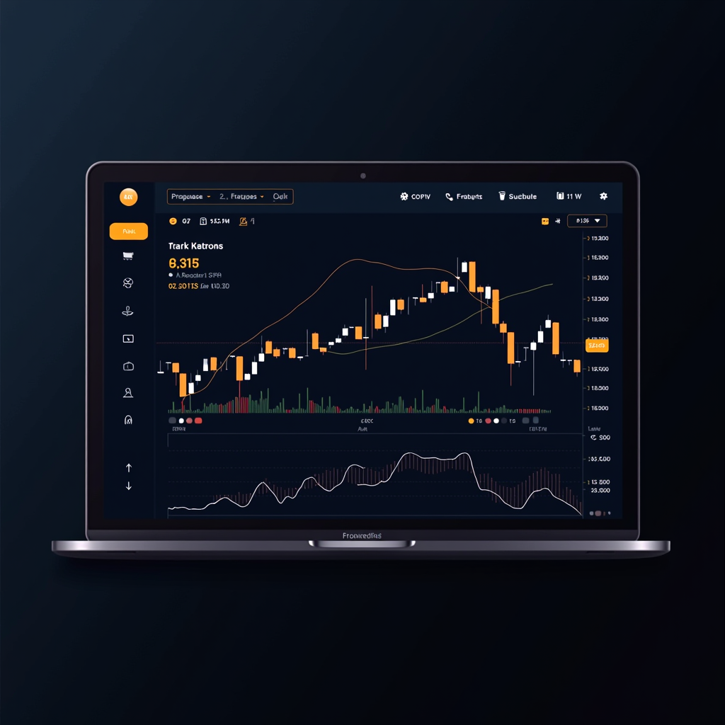 Professional trading dashboard interface displaying real-time cryptocurrency market signals with technical analysis charts, candlestick patterns, moving averages, and AI-generated entry and exit points across multiple trading pairs on dark navy background with gold accent highlights